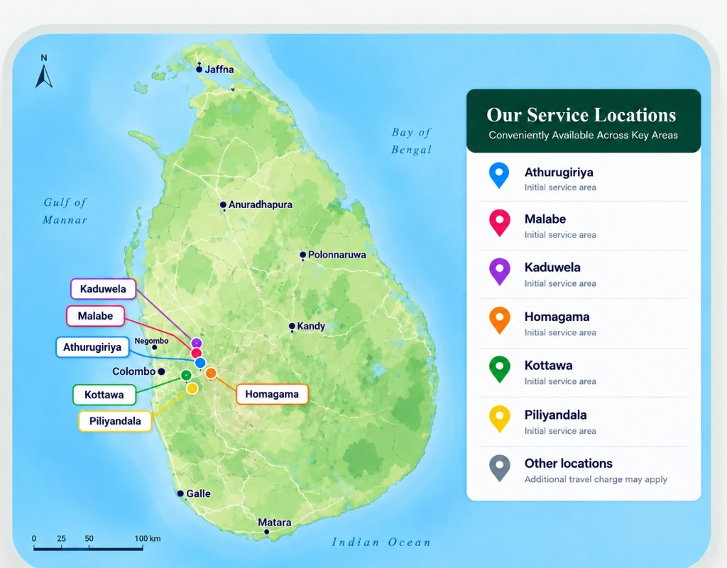 Map of Sri Lanka with Service Locations